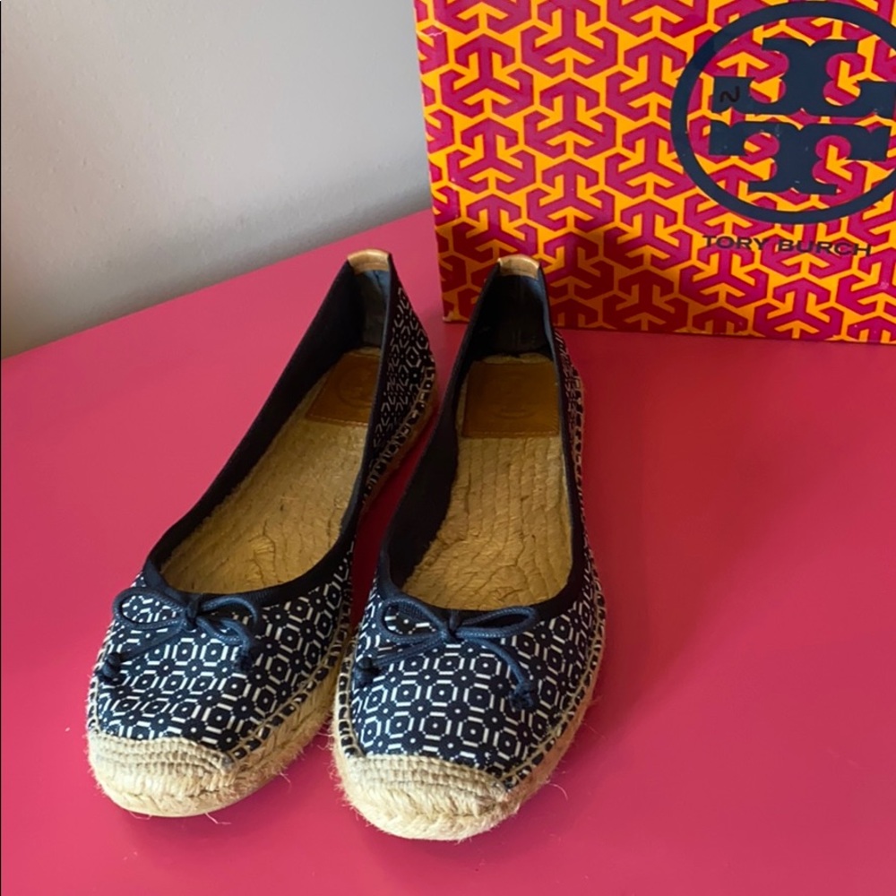 Tory Burch Navy print espadrilles